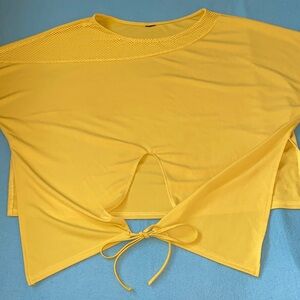 STYLEWE tie front dolman sleeves mesh detail crop style sunny yellow NEW size XL